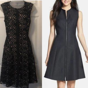 Tahari lace fit and flare zip up designer dress